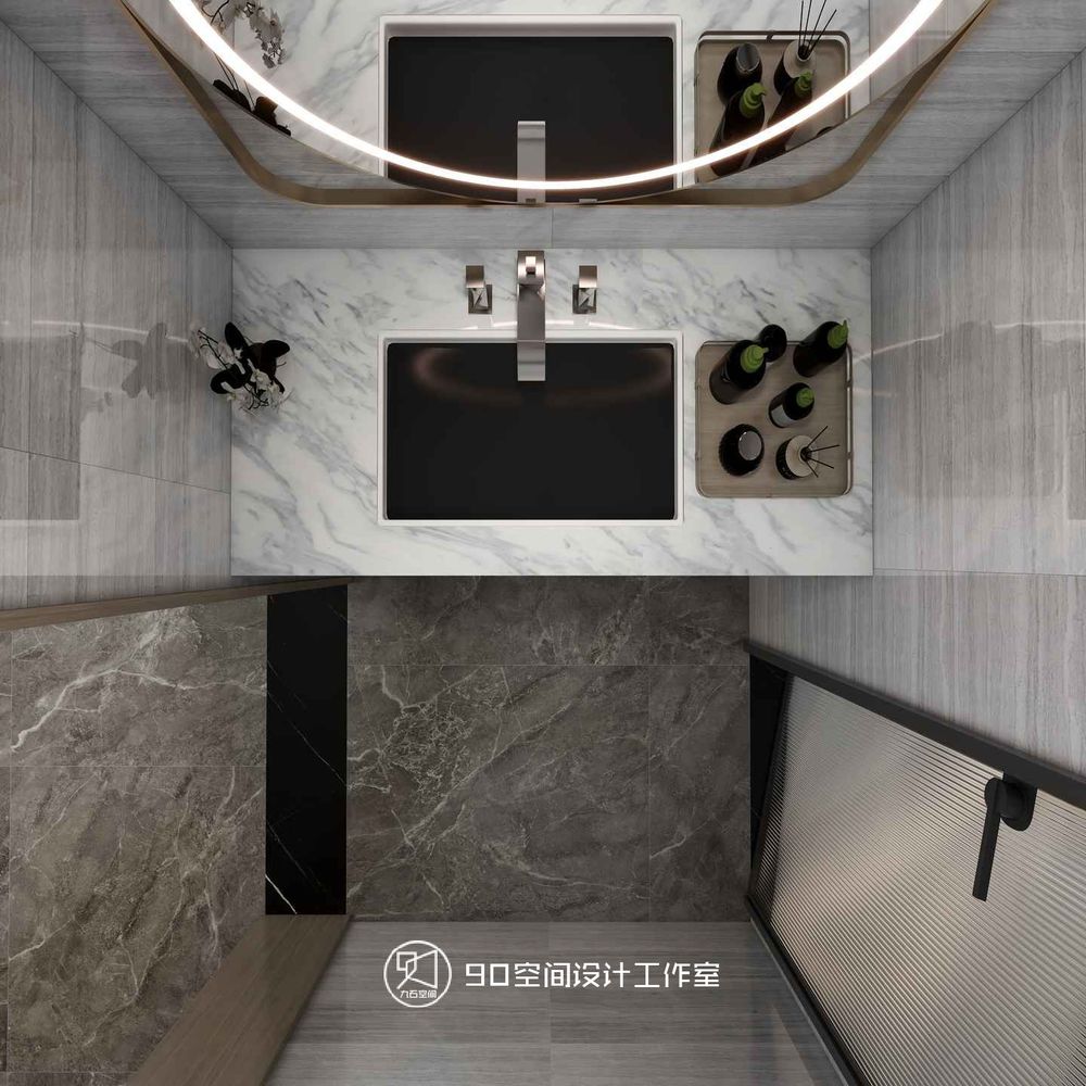 《绿意浓情》125 平方轻奢空间设计，格栅元素与原木的完美结合
