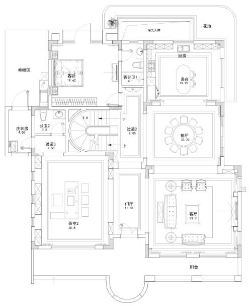 北麓官邸 | 古典美式，挑空客厅，空间与色彩层次感突出