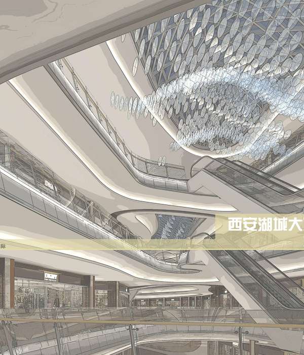 西安湖城大境商业广场 商场室内方案设计 185M 105P