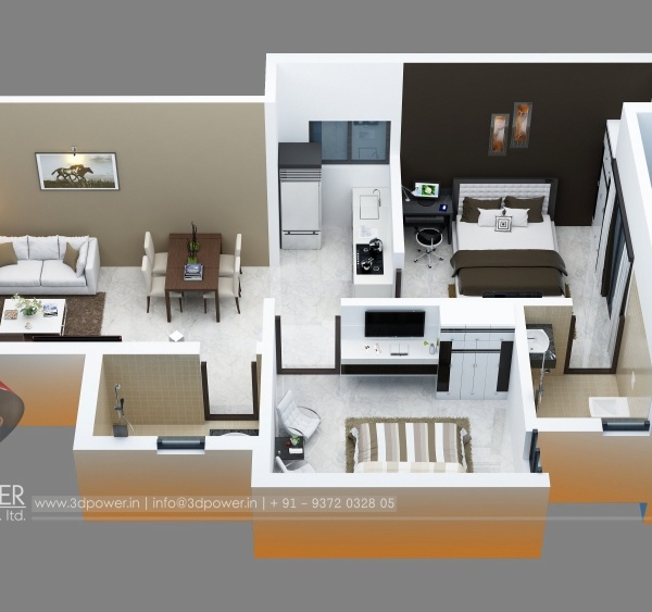 Threed Power Visualization Rahul丨平层丨Architectural Rendering Of An Apartment project & 3D Cut Sections