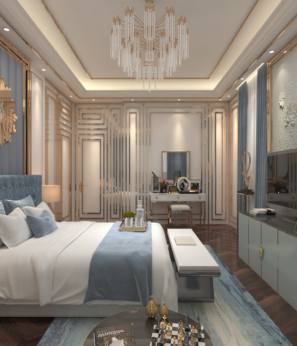 Anastasiya Gushchina丨平层丨Luxurious Neo-Classic Master Bedroom Design