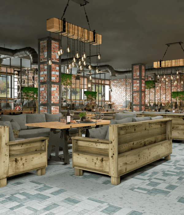 Visualization of a cafe in Yekaterinburg in Loft style