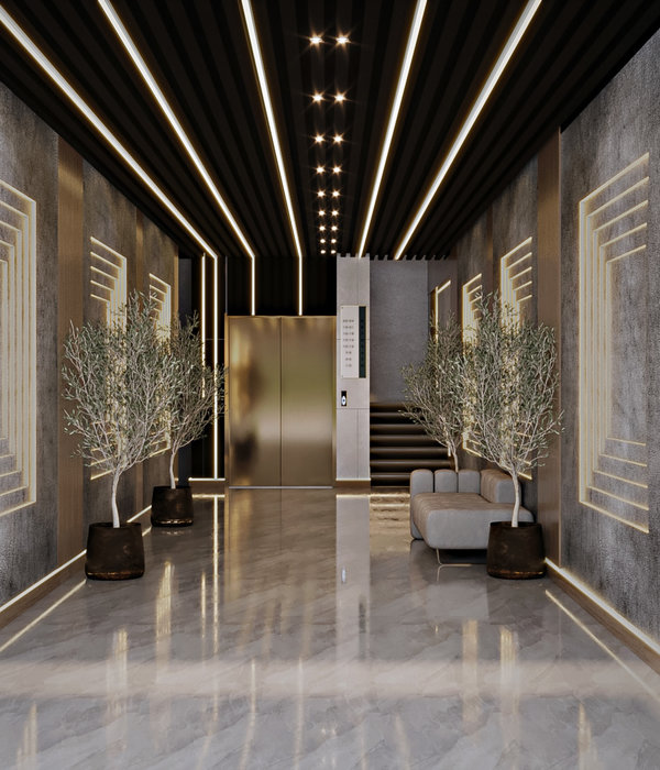 Interior design of a complex entrance