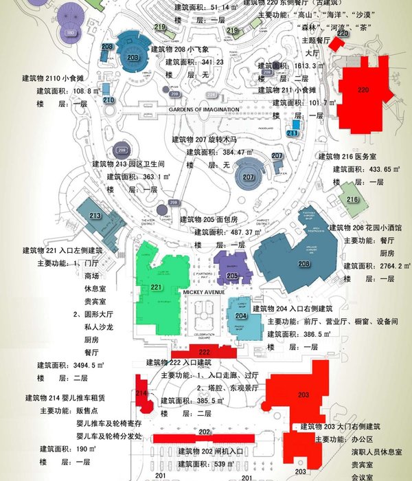 上海迪士尼度假区入口花园右侧建筑——现代风格的典范