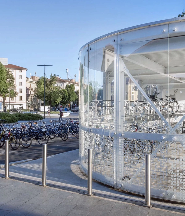 Glowing Bicycle Station In Bergamo