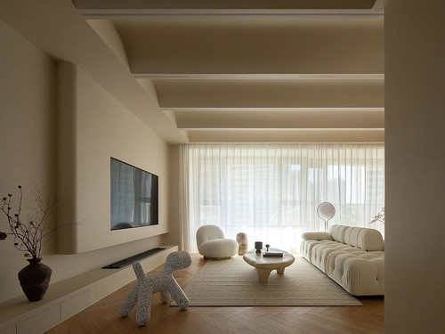 现代141㎡奶油复古风治愈居所