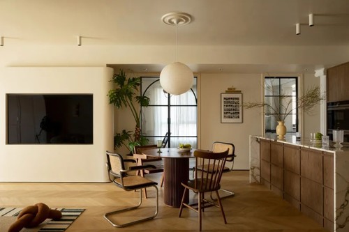 162㎡复古奶油风住宅/时效楠设计事务所